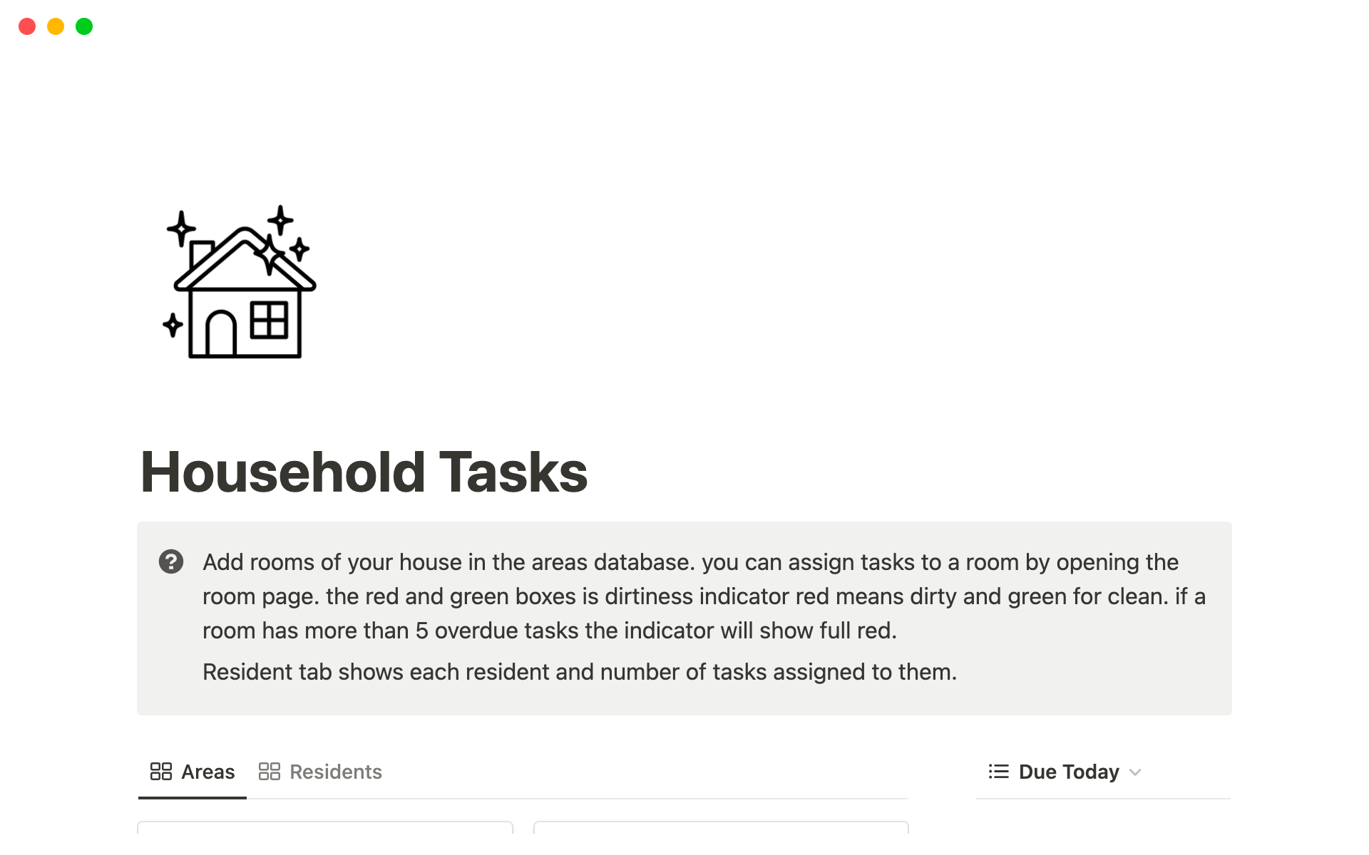 A template preview for Household Tasks and Chore Tracker