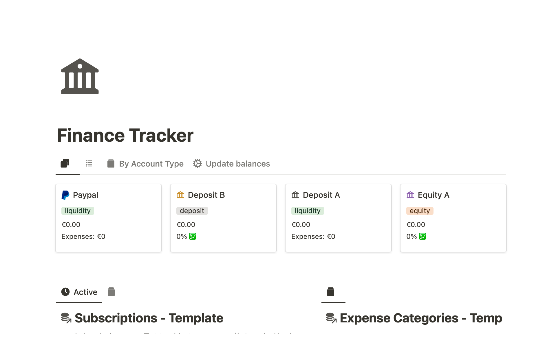 Vista previa de plantilla para Personal Finance Tracker