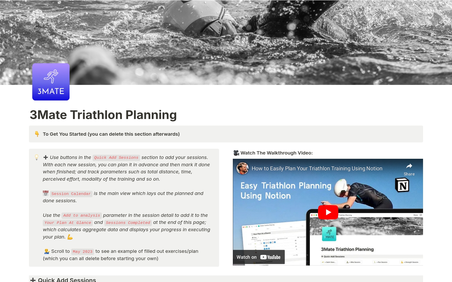 A template preview for 3Mate - Easy Triathlon Planning
