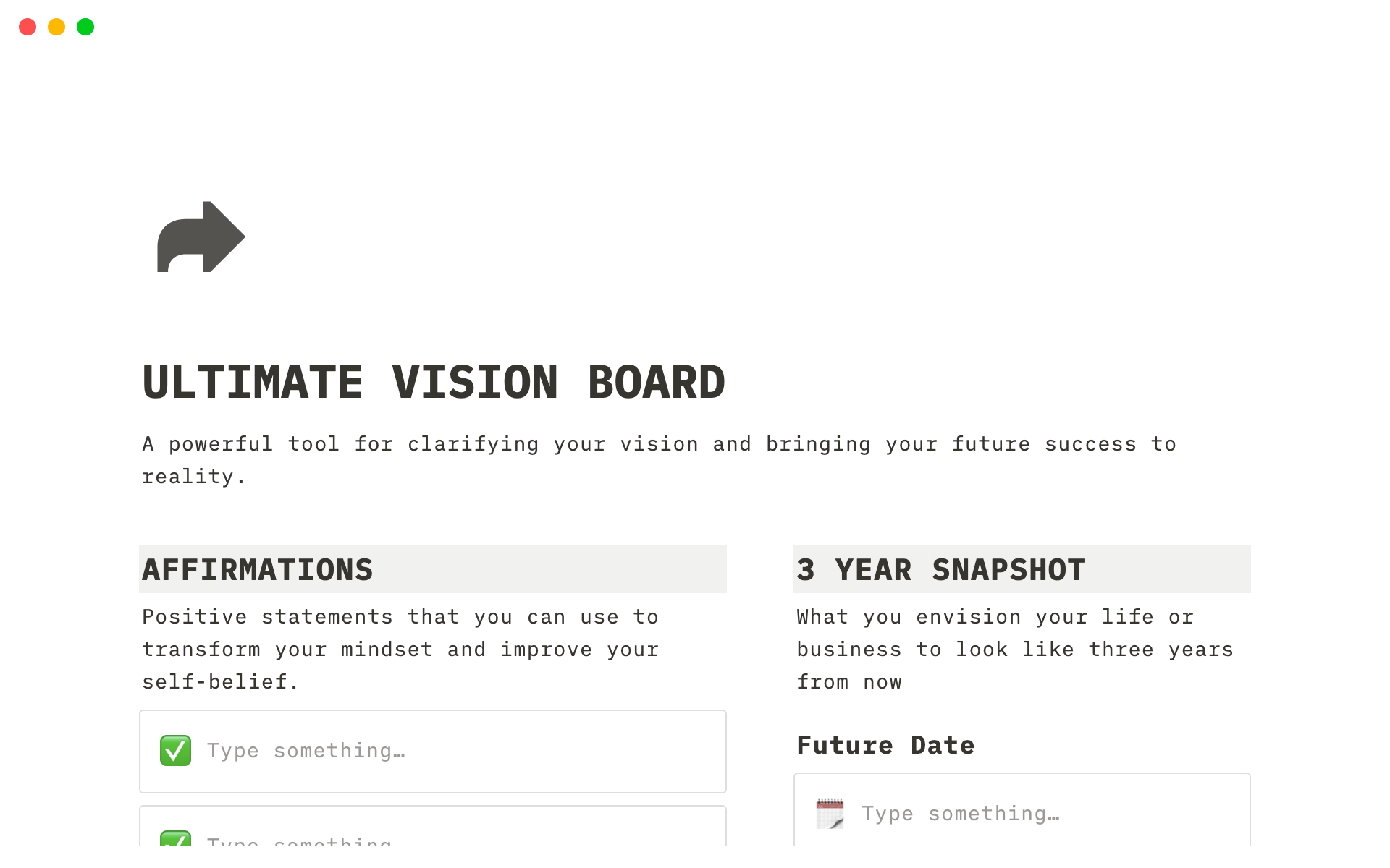Vista previa de plantilla para Ultimate Vision Board