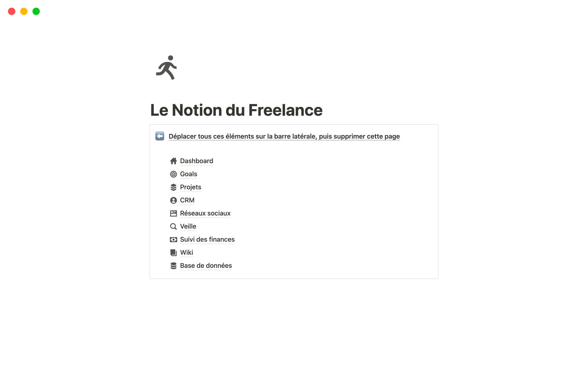 A template preview for Le Notion du Freelance
