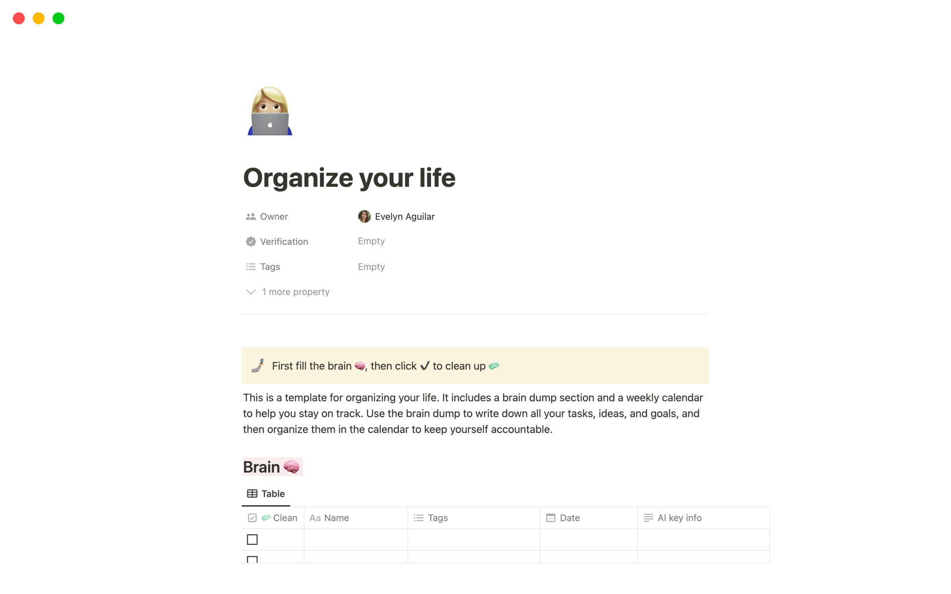 Organize your life Template by Evelyn Aguilar | Notion Marketplace
