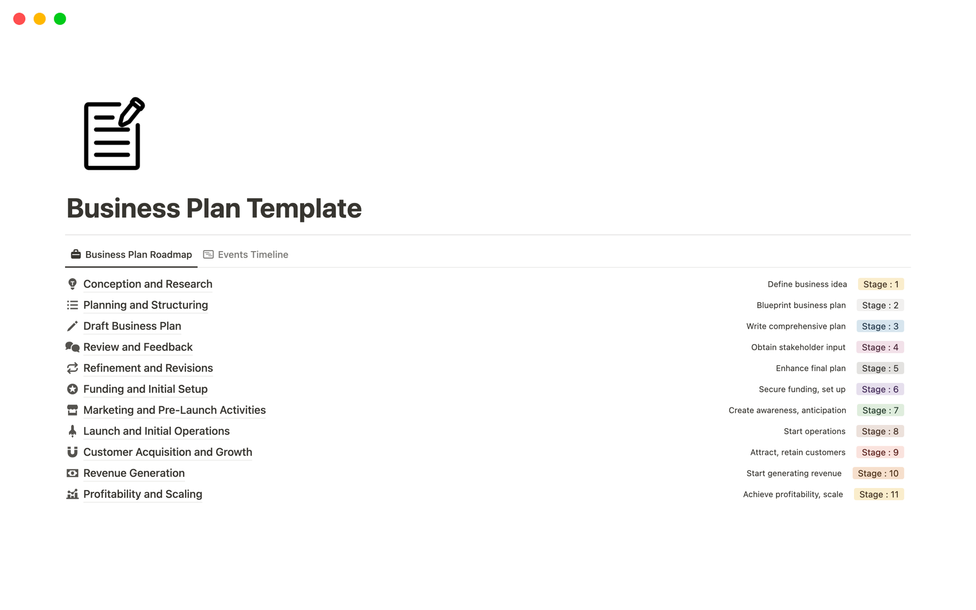 This is a user-friendly business planner template that helps outline a company's goals, strategies, and anticipated outcomes, serving as a roadmap for success and a guide for potential investors.