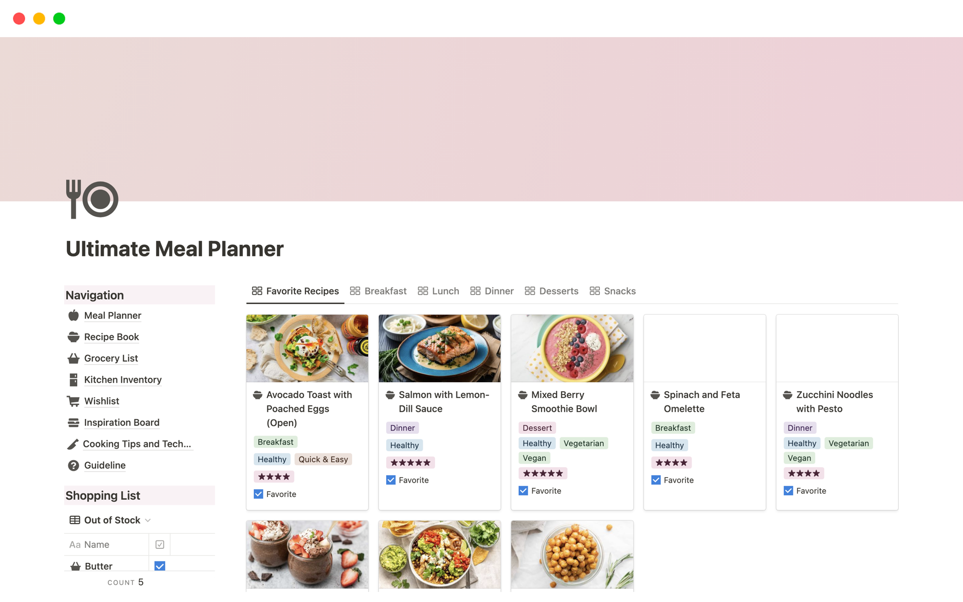 Unlock Ultimate Meal Planning with Our All-in-One Notion Meal Planner Template!
