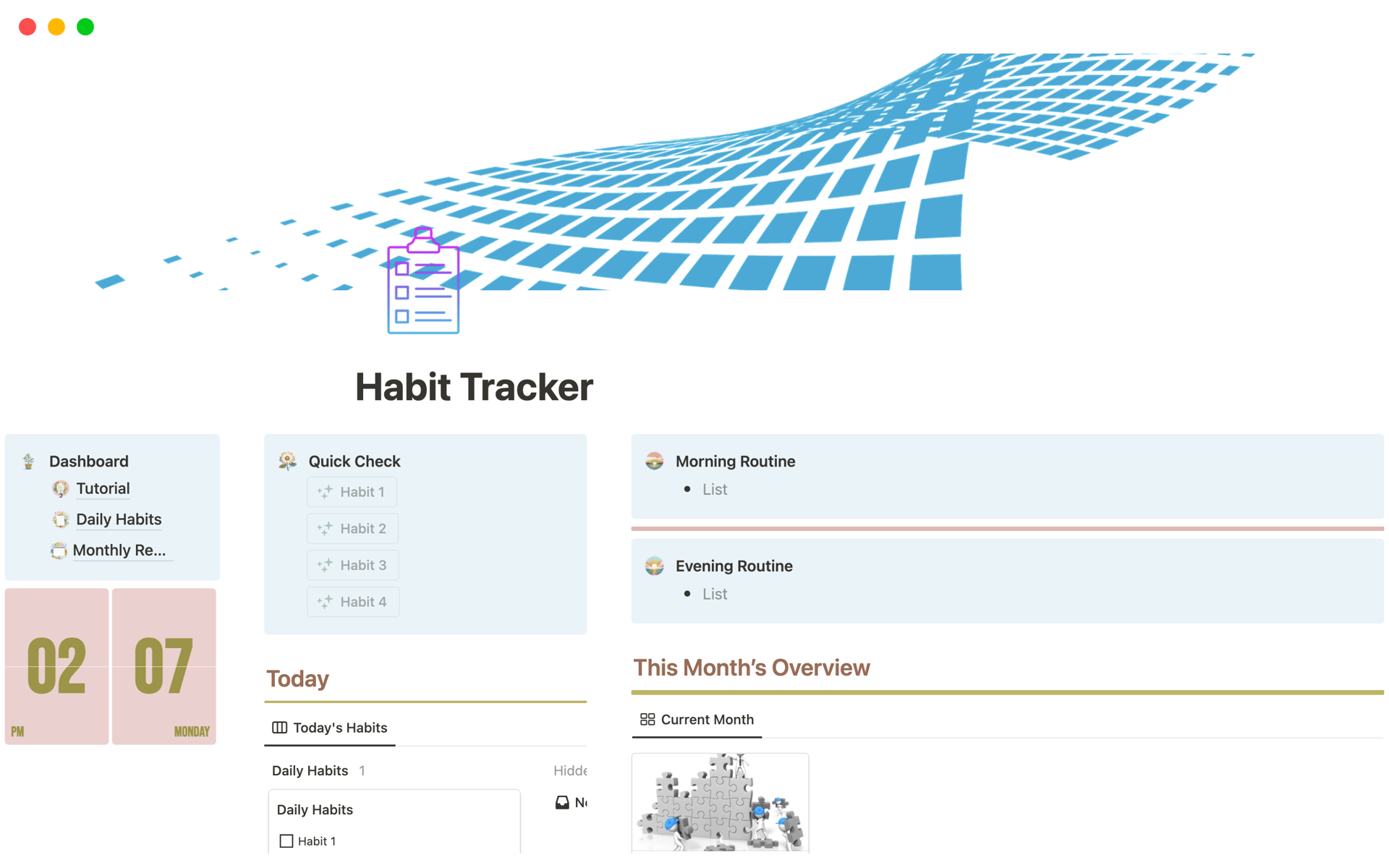 Aperçu du modèle de Habit Tracker 2023
