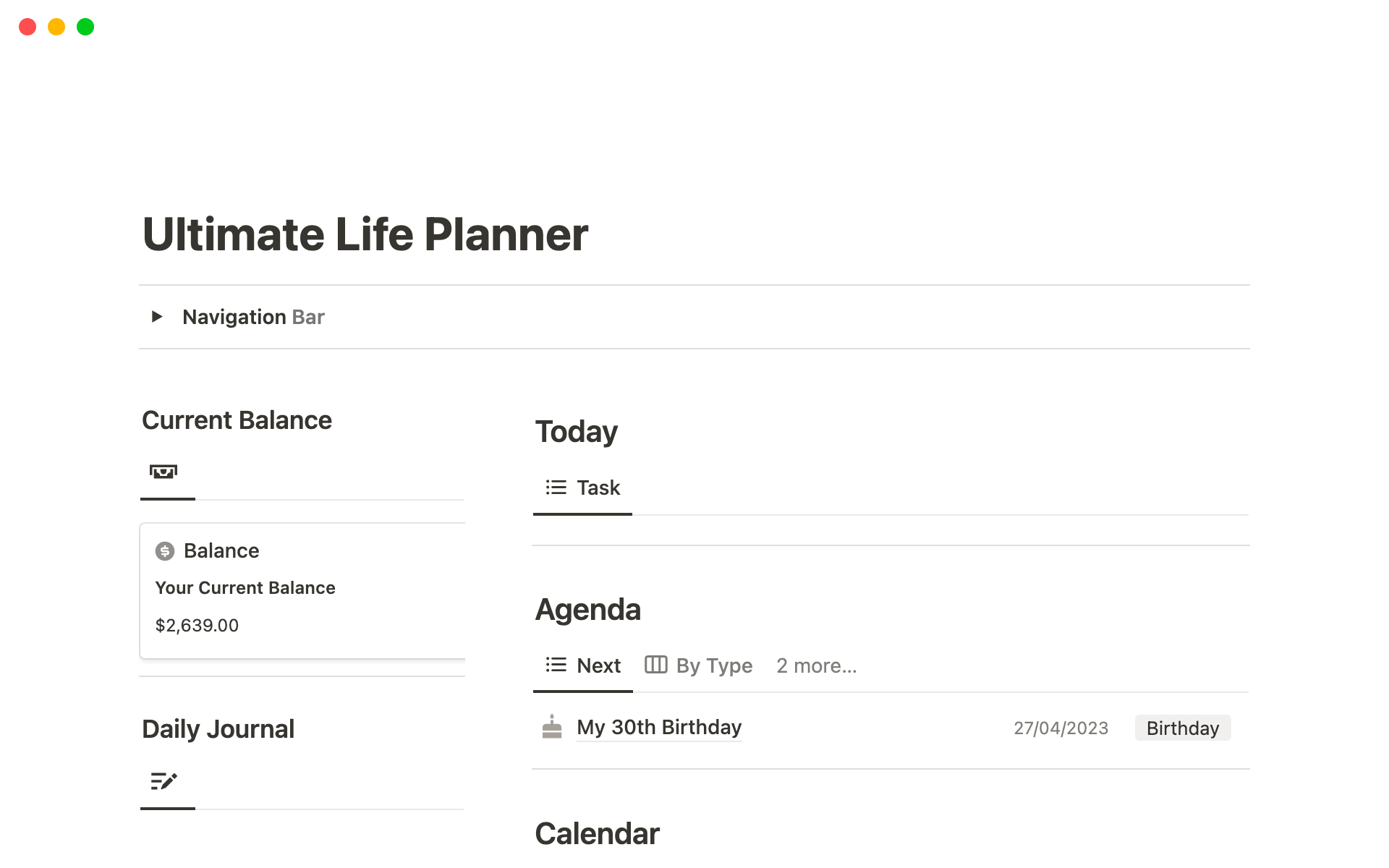 Take control of your life with the Notion Life Planner.