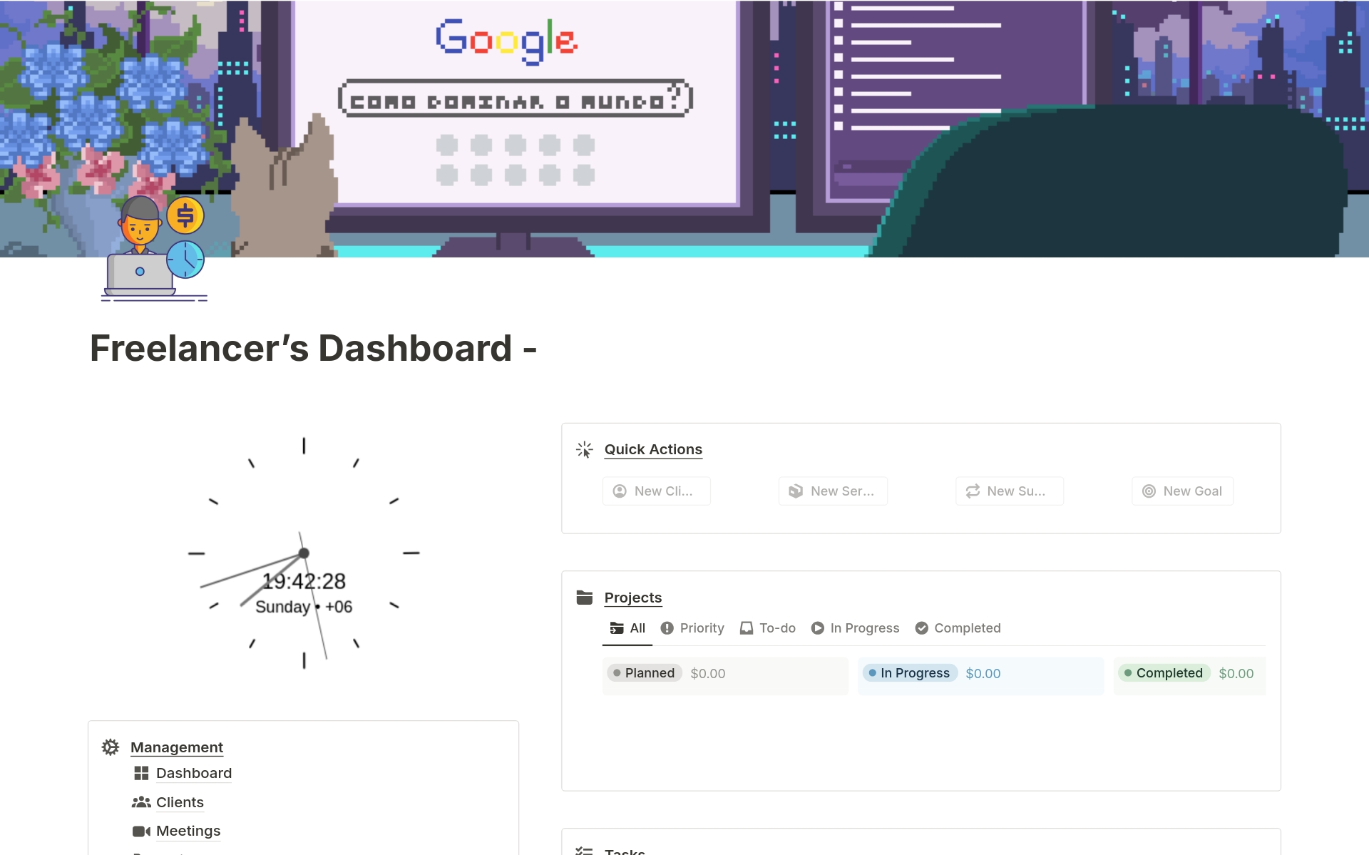 Vista previa de una plantilla para Ultimate Freelancer's Dashboard