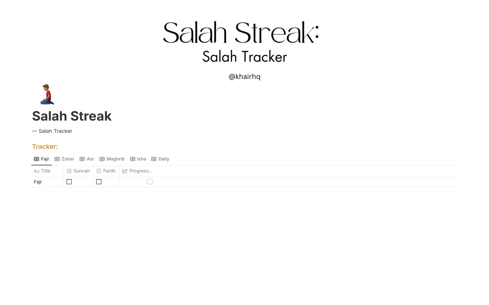 A template preview for Salah Streak