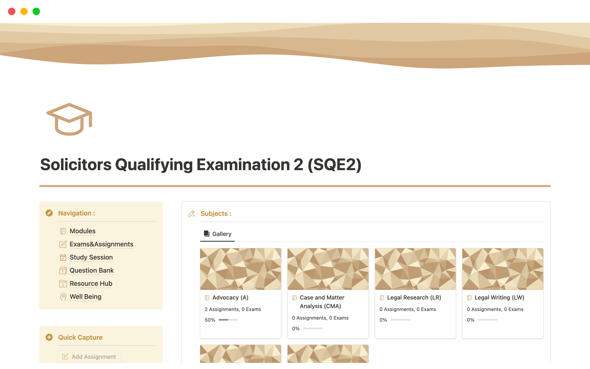 A template preview for Solicitors Qualifying Examination 2 (SQE2)