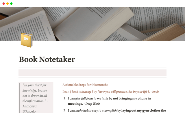 Book Note-taking on Notion | Intuitive and Understandable Template