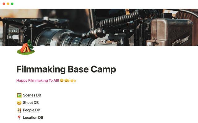 Filmmaking basecamp