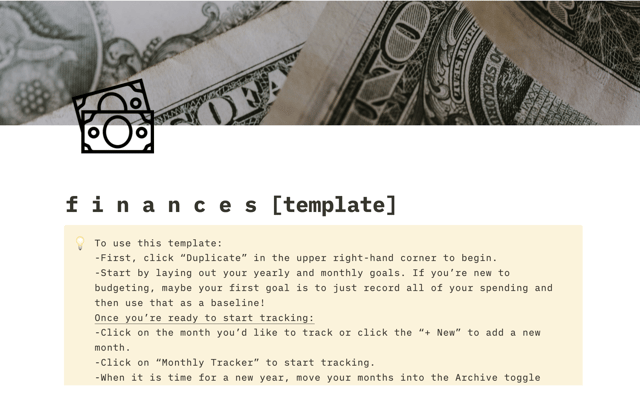 Simple Notion Finance Template