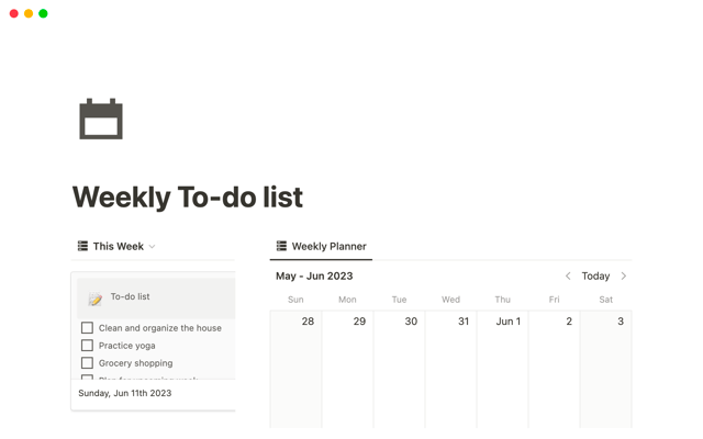 Weekly To-do list