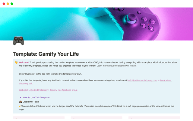 Template: Gamify Your Life