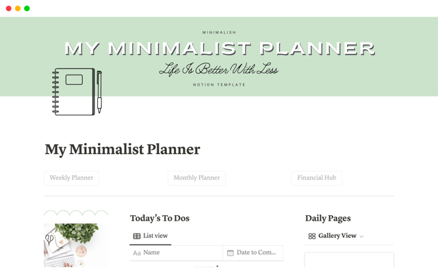 My Minimalist Planner