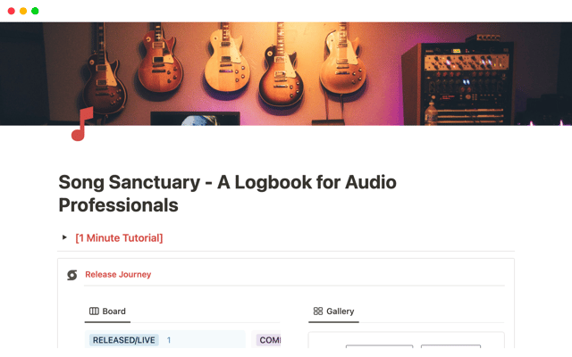 Song Sanctuary - A Logbook for Audio Professionals