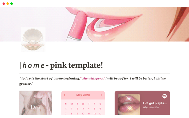 Pink notion template