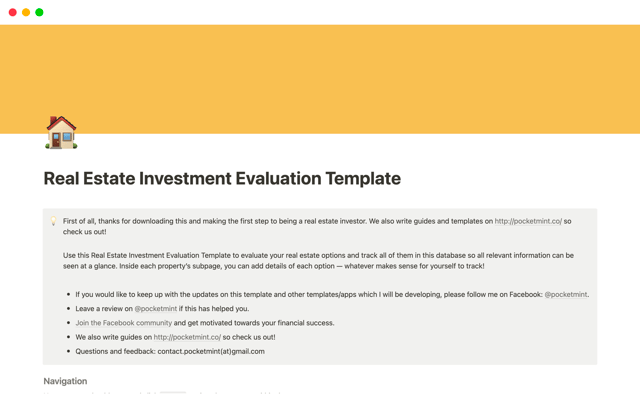 Real Estate Investment Evaluation Template