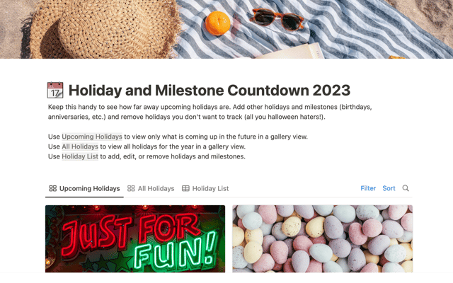 Holiday and Milestone Countdown 2023
