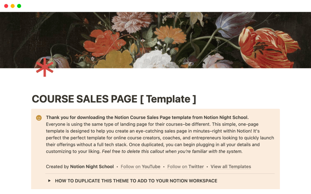 Course Sales Page Template