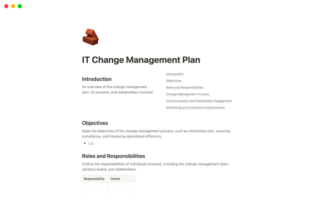 IT Change Management Plan