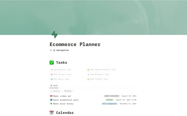 Ecommerce Planner