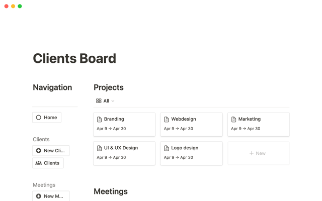 Clients & Projects Board