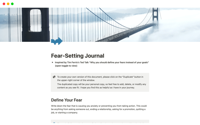 Fear-Setting Journal
