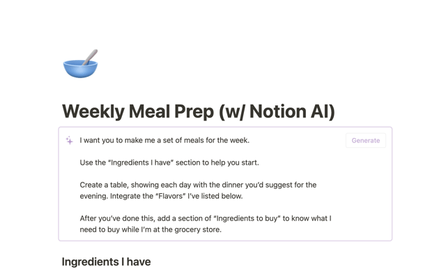 AI Weekly Meal Prep Planner