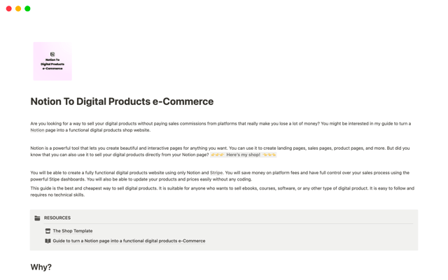 Notion To Digital Products e-Commerce