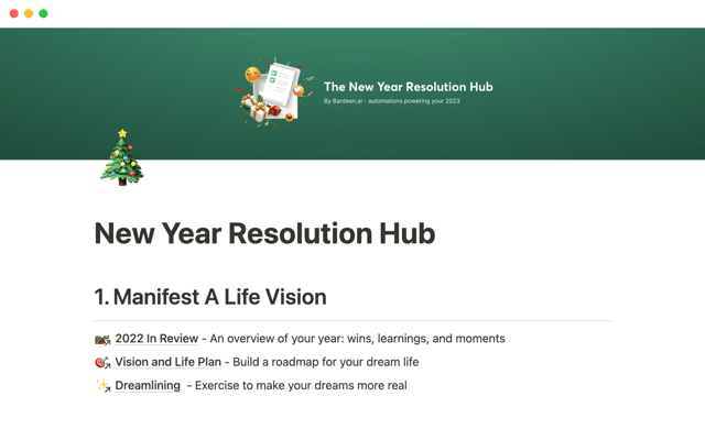 New Year resolution hub