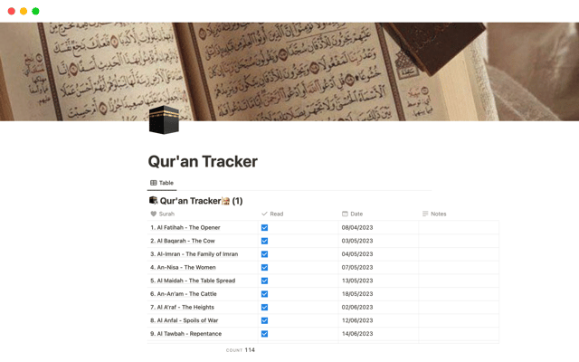 Qur'an Tracker