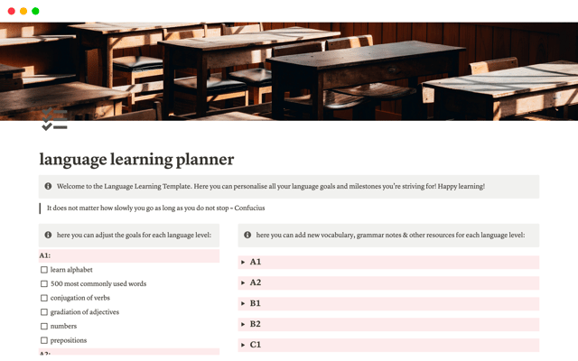 language learning planner
