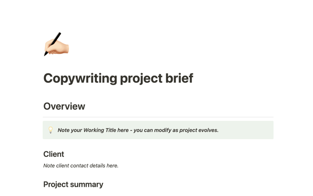 Copywriting project brief