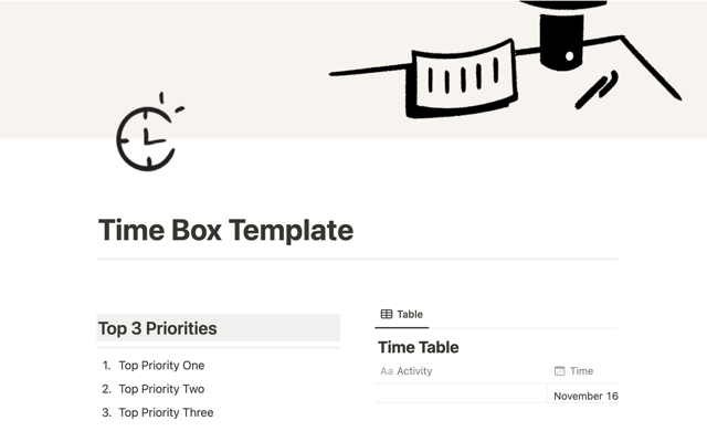 Time Box Template