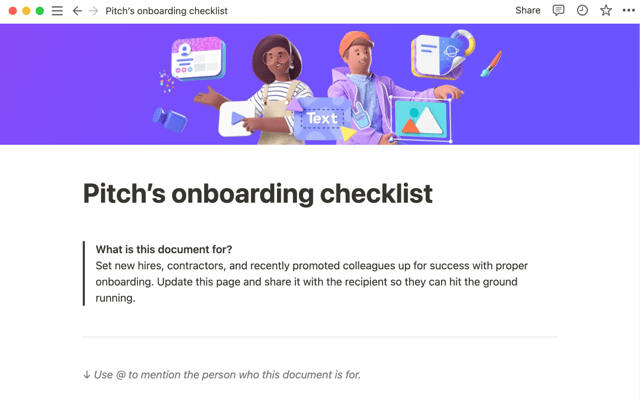 Pitch’s onboarding checklist