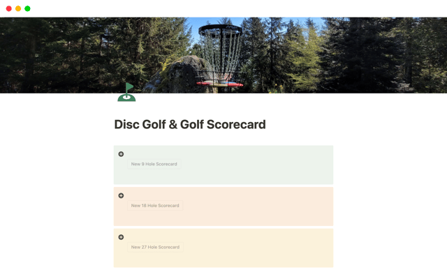 Disc Golf & Golf Scorecard For Solo Play