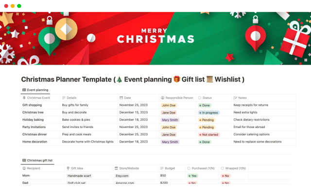 Christmas Planner Template (All-in-one)