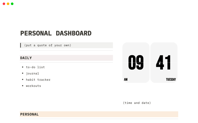 Notion Personal Dashboard