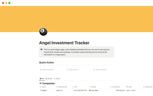 Angel Investment Tracker