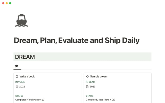 Dream, plan, evaluate and ship