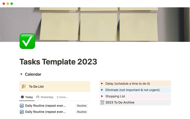 Tasks Template 2023