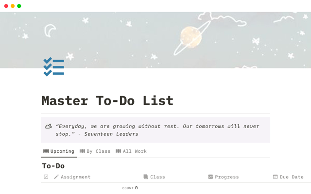 Master To Do List