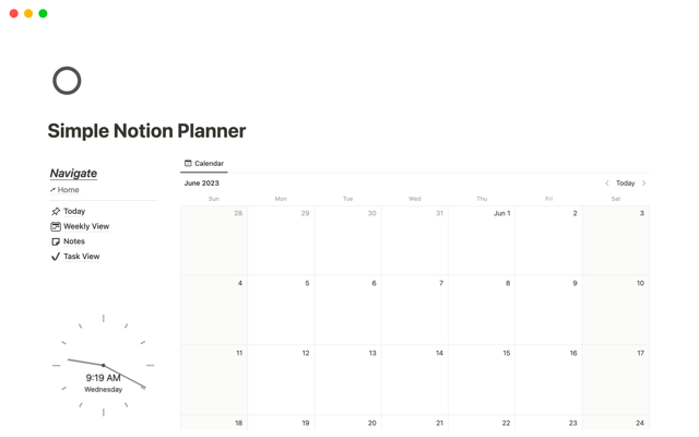 Simple Notion Planner