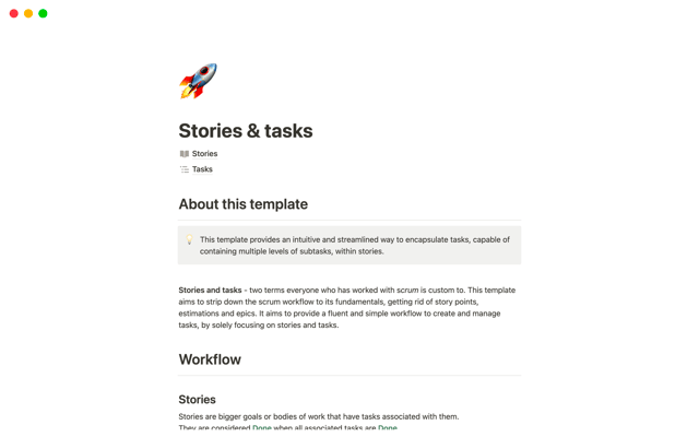 Stories & tasks