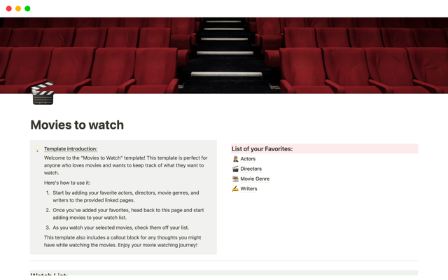Movies tracker with Notion  