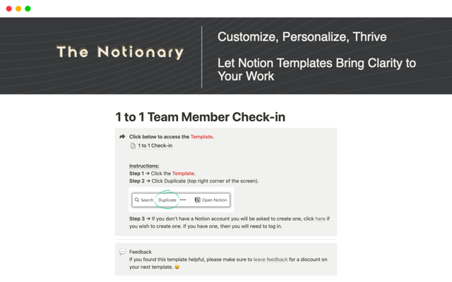 1 to 1 Team Member Check-in