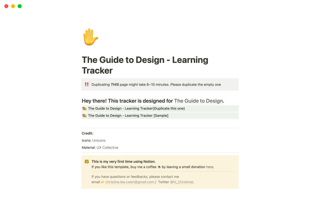 The Guide to Design - Learning Tracker
