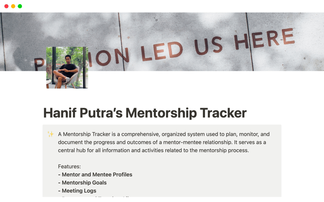 Hanif Putra's Mentorship Tracker