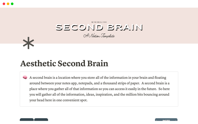 Second Brain for Moms Notion Template